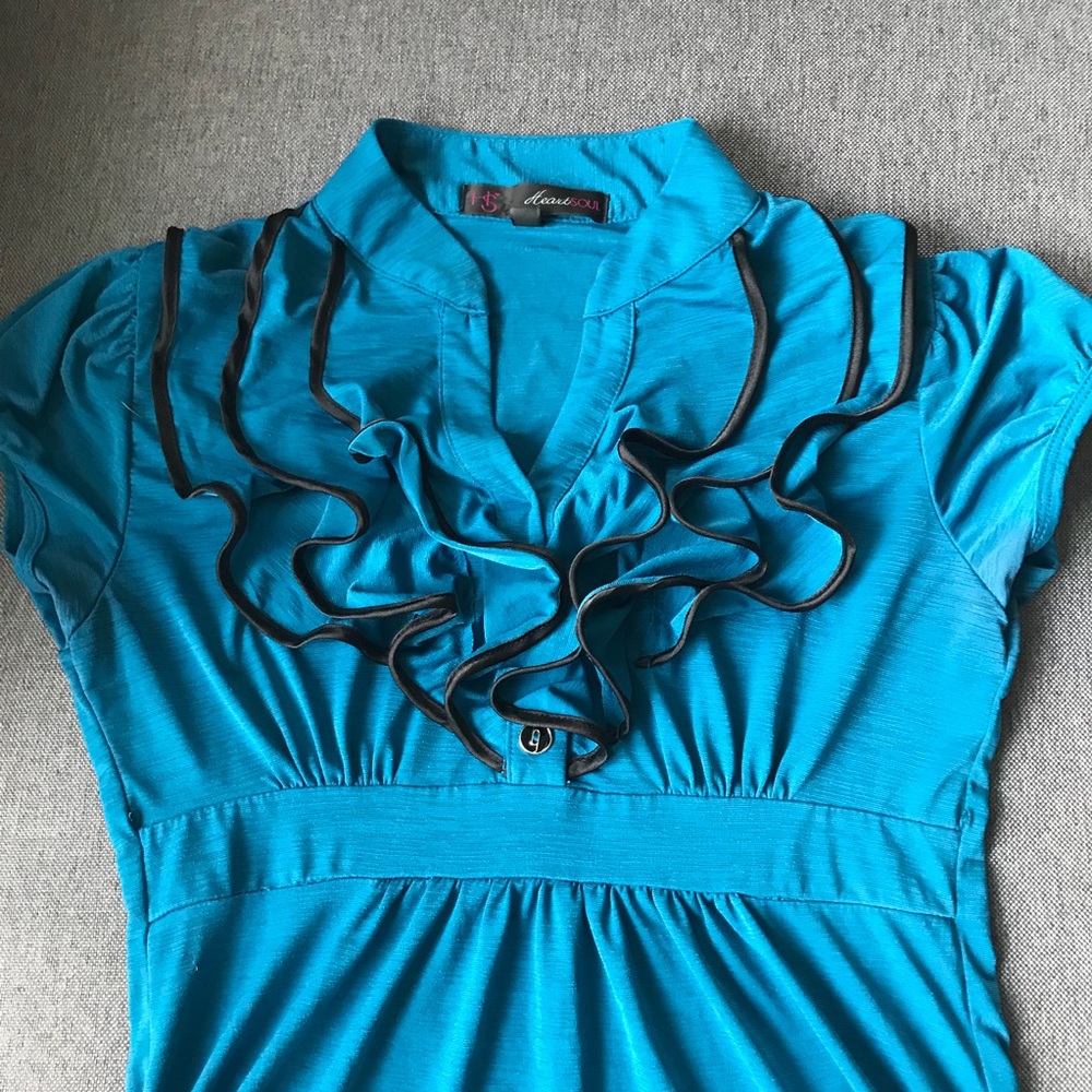 Blue Ruffle Blouse - Picture 2 of 3